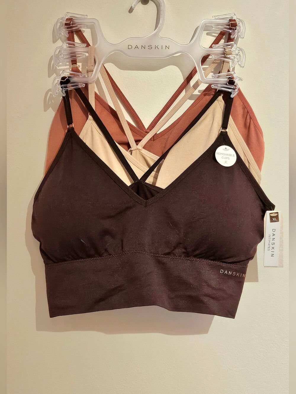 Danskin 3-Pack Seamless Strappy Bralettes XL